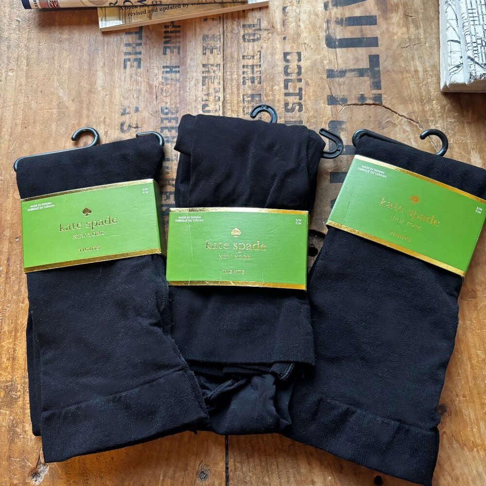 NWT Kate Spade Black Tights Small/Medium, 3 packages